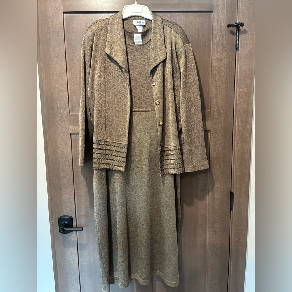 Elegant Tan Knit Two Piece Knit Dress